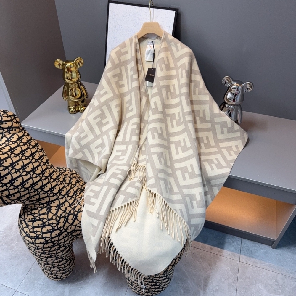 Fendi Women's Cashmere FF Fringe Shawl Cape
